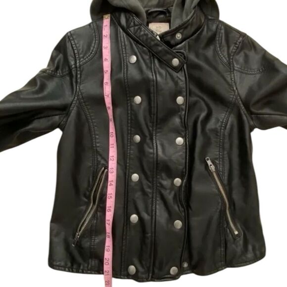 We The Free FP New Dawn Vegan Leather Black Removable Hood Motto Grunge Punk Jac - Picture 9 of 12